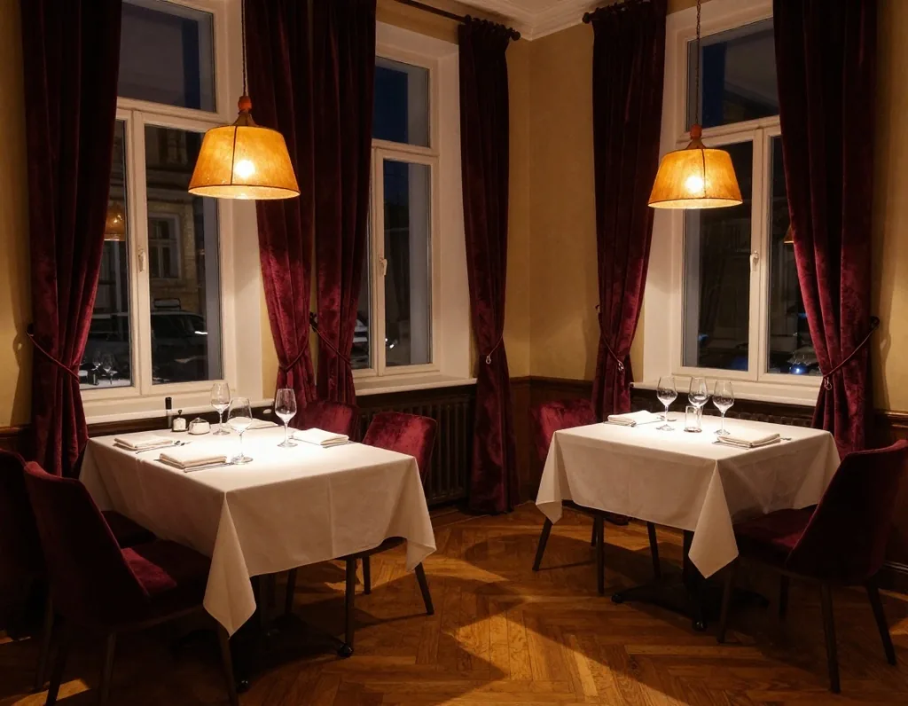 Restauracja główna — układ stołów i wystrój
